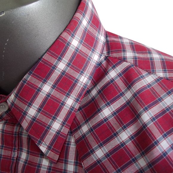 Vintage PLAINS Rockabilly Plaid Pearl Snap Long Sleeve Western Cowboy Shirt Sz L - Picture 4 of 8
